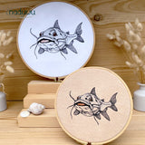 Stickdatei Fisch Set ab 10x13 in 6 Größen, Stickdesign Wels Walter