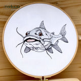 Stickdatei Fisch Set ab 10x13 in 6 Größen, Stickdesign Wels Walter