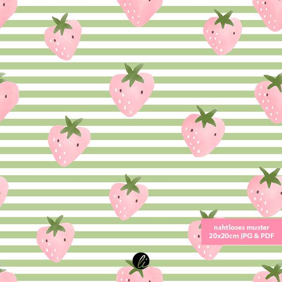 Stoffdesign – Erdbeeren auf Ringel - Sewando