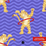 Stoffdesign – Tiger mit Hula-Hoop-Reifen blau - Sewando