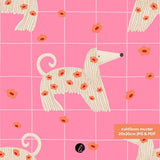 Stoffdesign – Nahtloses Muster mit afghanischen Windhund auf pink - Sewando