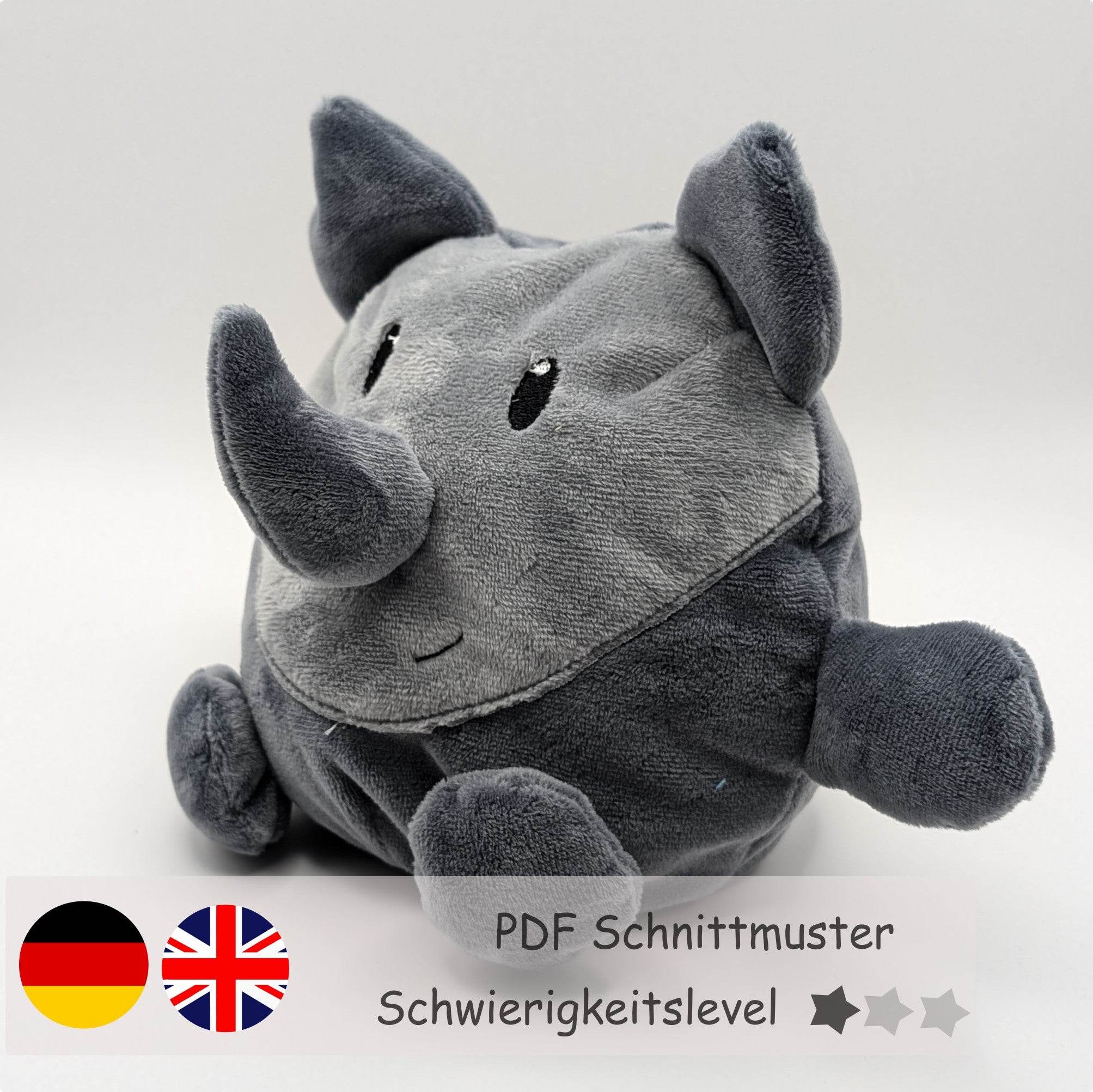 Wendekuscheltier Krempeltierseite Nashorn Level 1 - Nähanleitung und Schnittmuster - Sewando