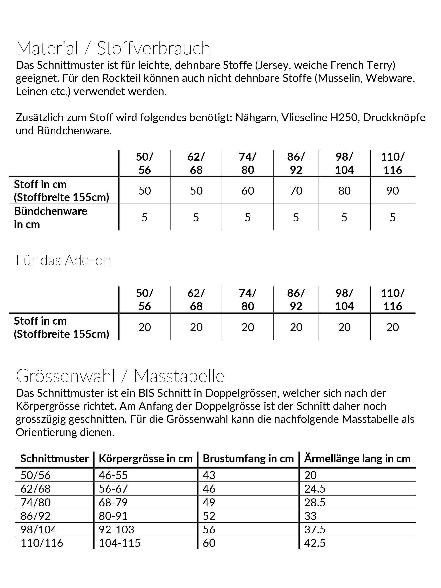 Tunika-Kleidchen Neelia, Schnittmuster Grösse 50-116 - Sewando