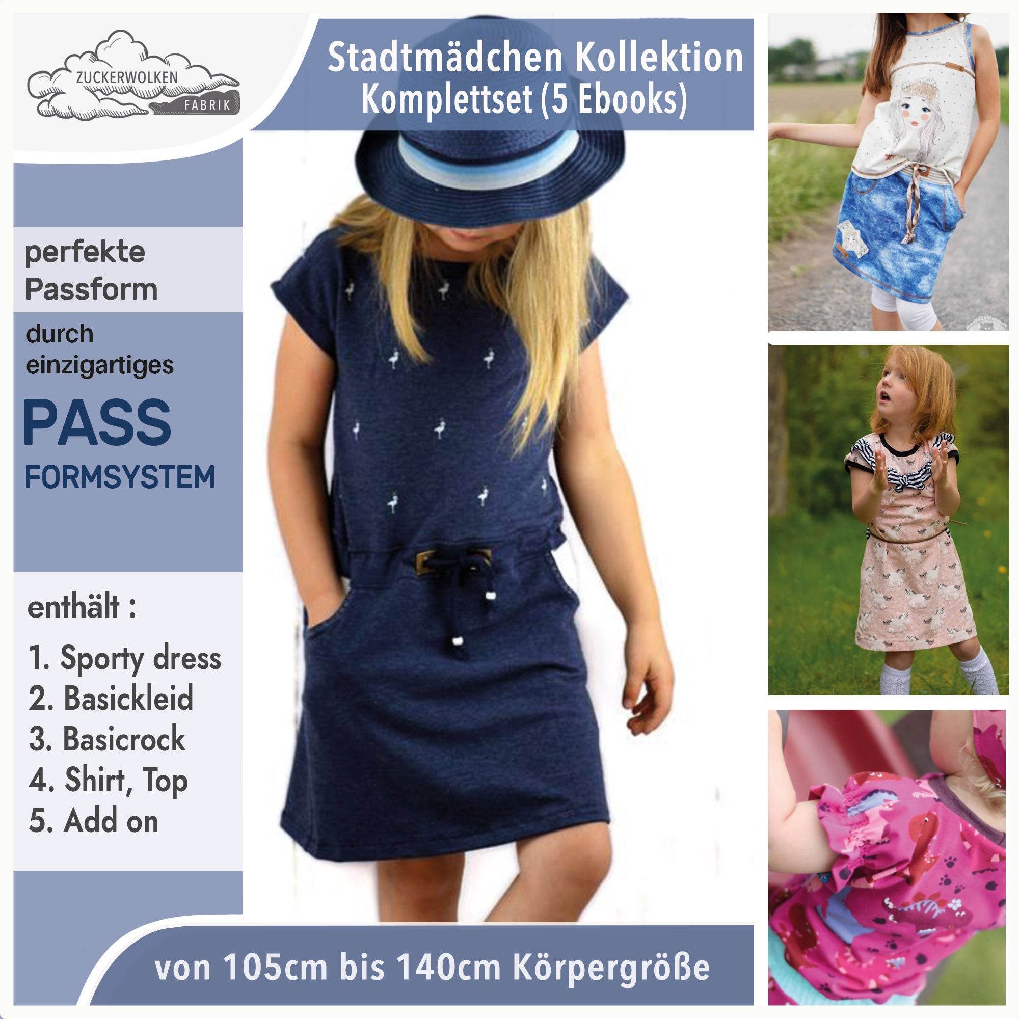 Gr. 110-140 Stadtmädchen Sparpaket 5 Ebooks | mit intelligentem Passformsystem - Sewando