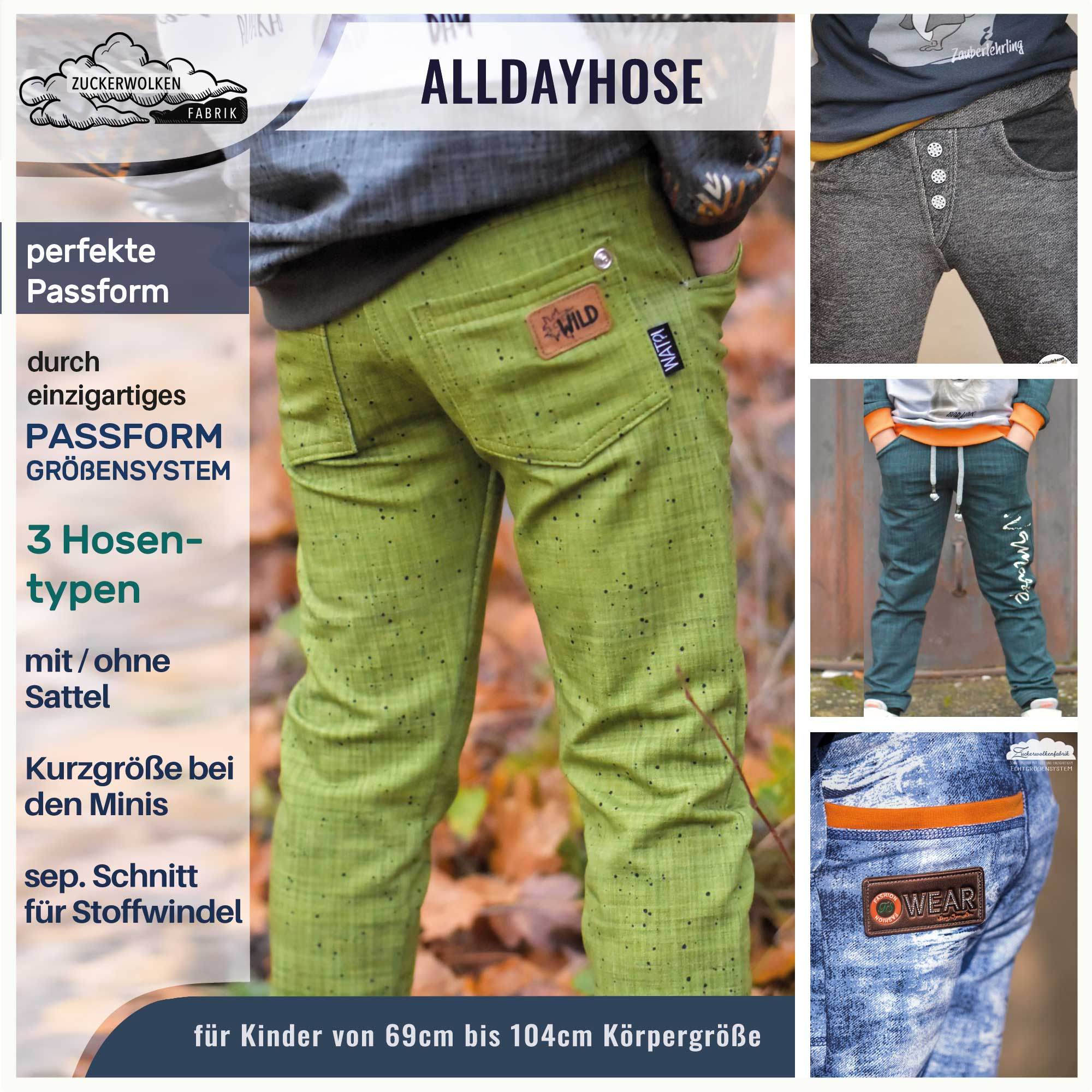 Mini Alldayhose für 69-104cm Körpergröße (3 Hosentypen mit verschiedenen Weiten und Figurtypen) - Sewando