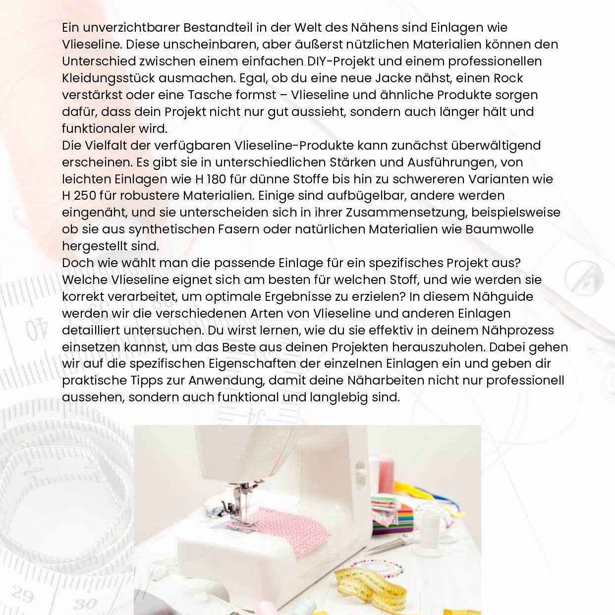 PDF- NÄHGUIDE 8 - Vlieseline und andere Einlagen + Bonus - Sewando