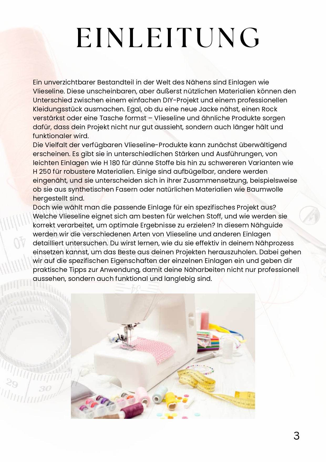 PDF- NÄHGUIDE 8 - Vlieseline und andere Einlagen + Bonus - Sewando