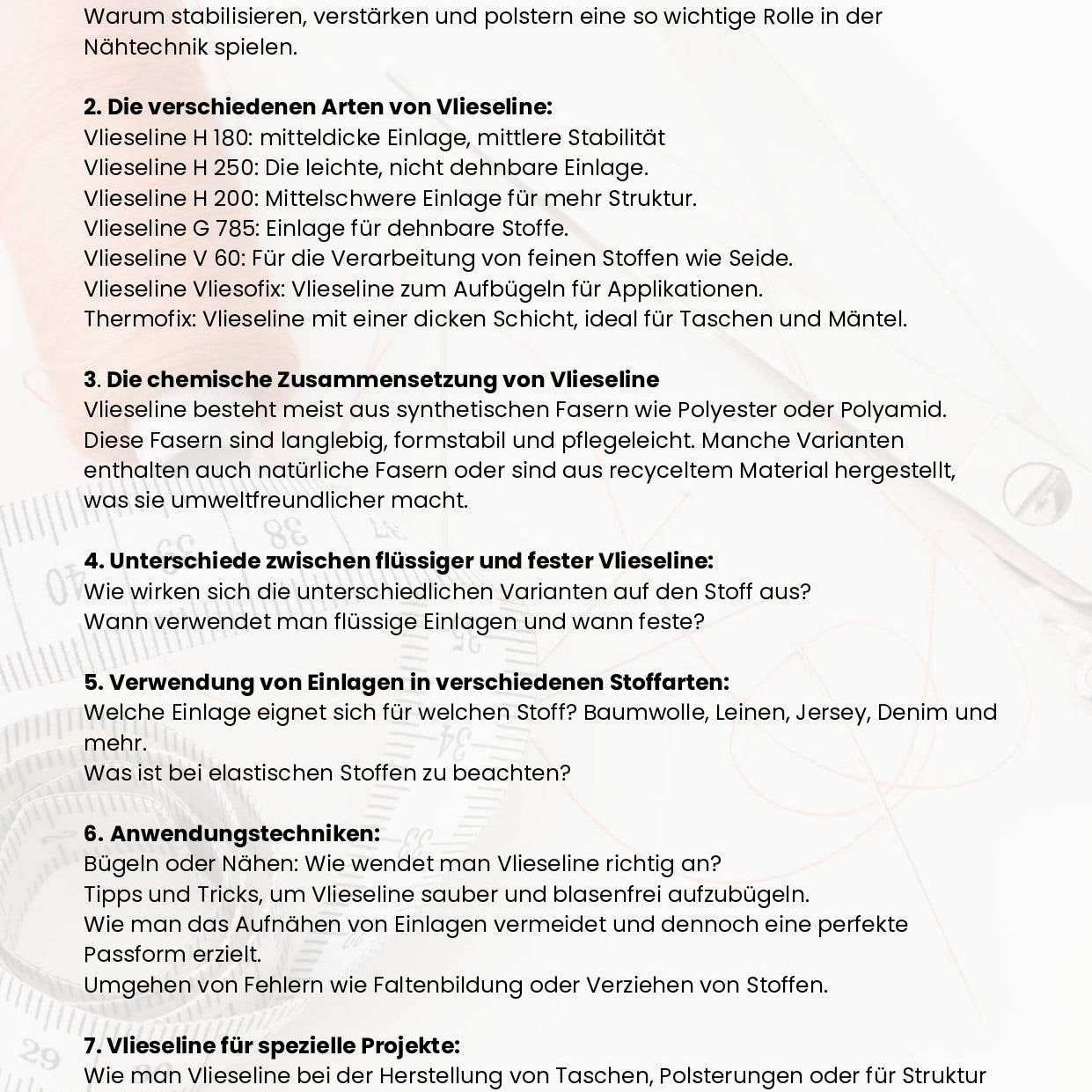 PDF- NÄHGUIDE 8 - Vlieseline und andere Einlagen + Bonus - Sewando