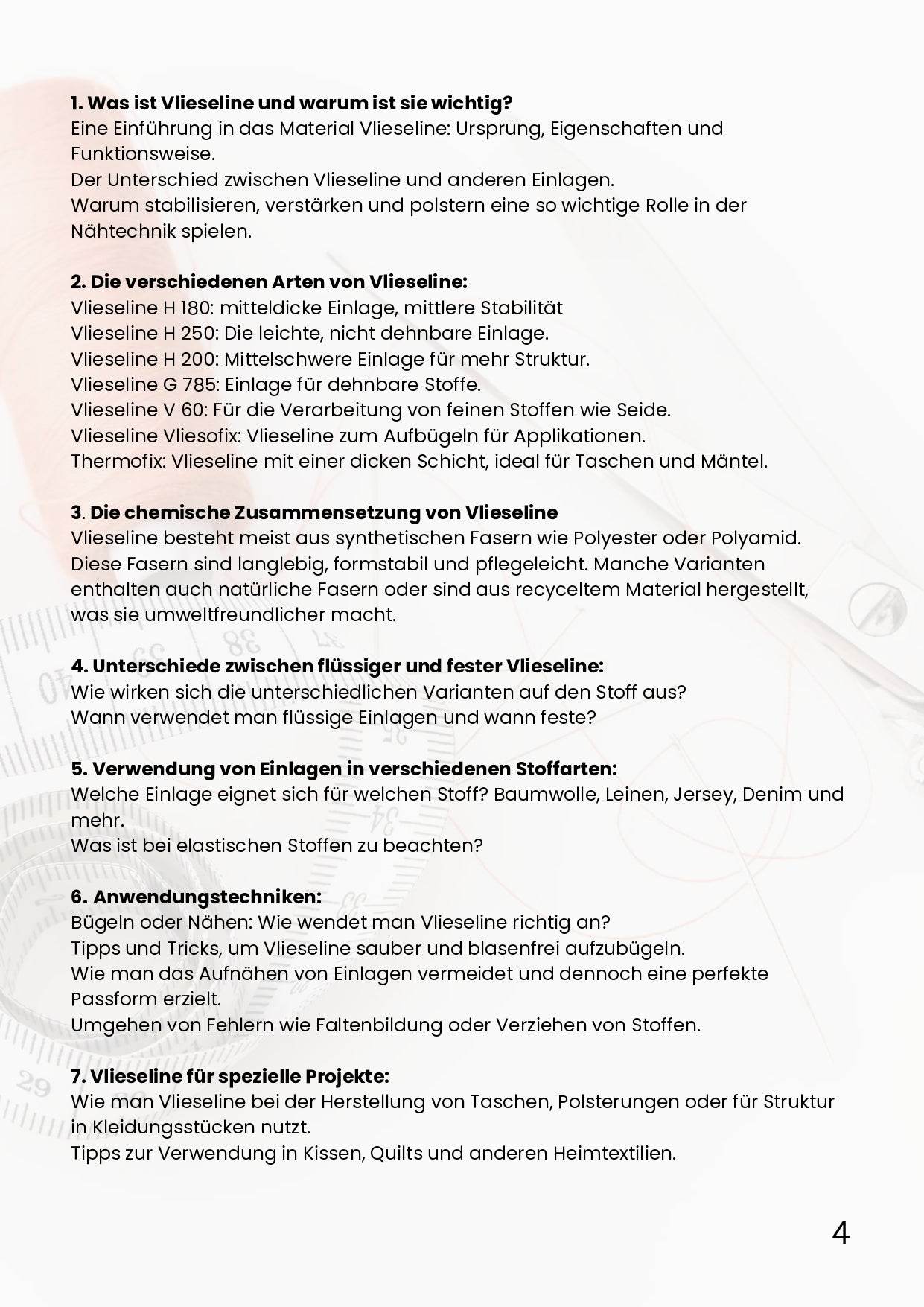 PDF- NÄHGUIDE 8 - Vlieseline und andere Einlagen + Bonus - Sewando