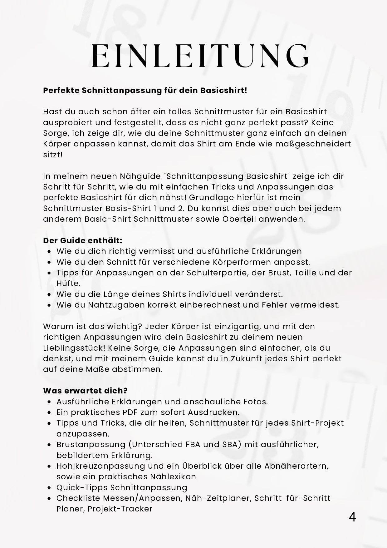 PDF- NÄHGUIDE 7 Schnittanpassung Shirt + Bonus : - Sewando