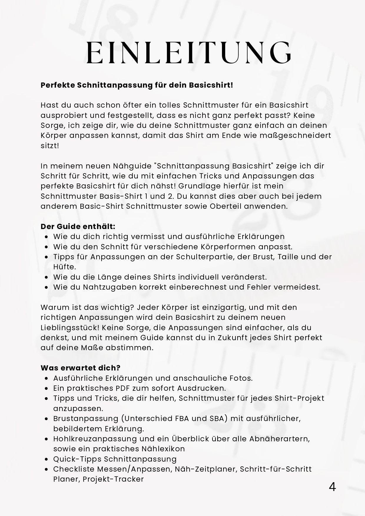 PDF- NÄHGUIDE 7 Schnittanpassung Shirt + Bonus : - Sewando