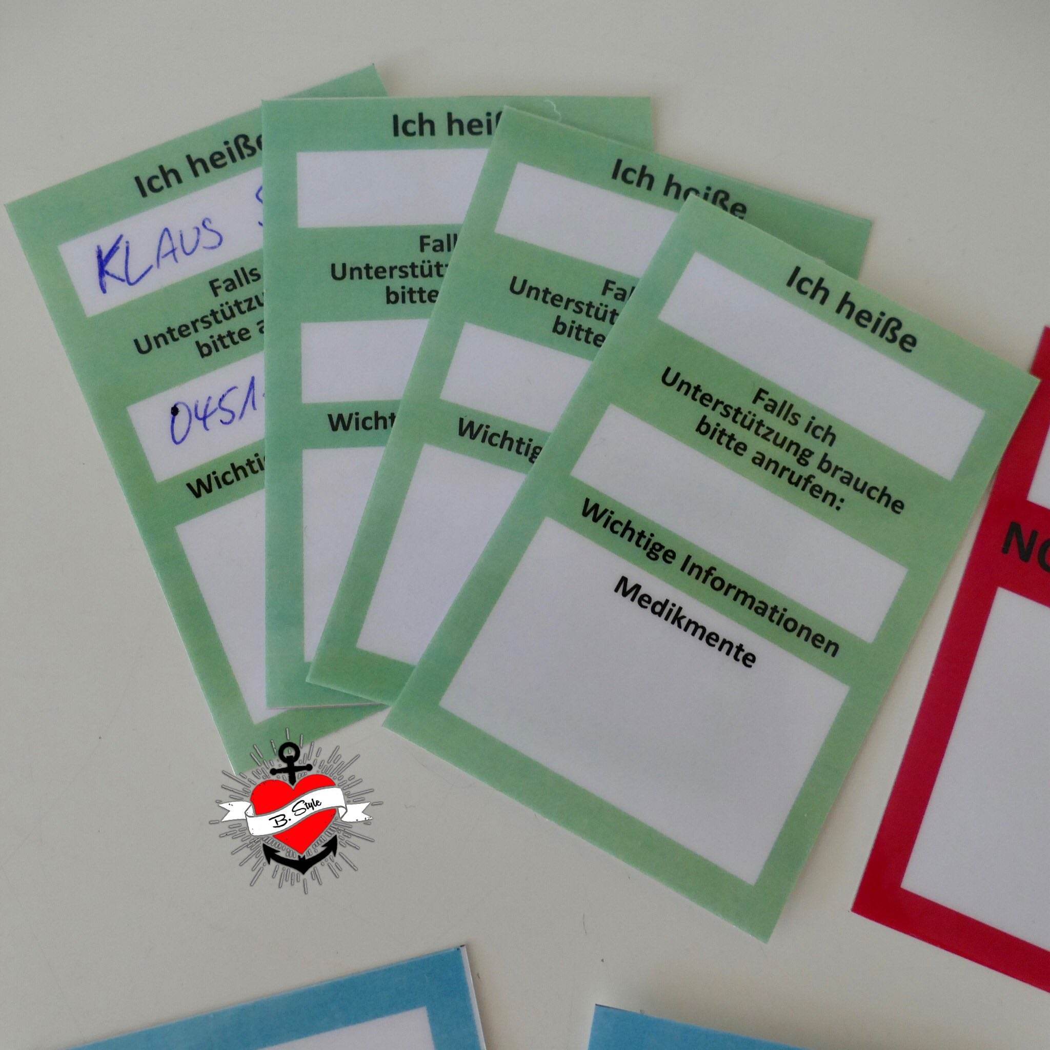 FREEBIE *Notfallkarten* Druckdatei - Sewando