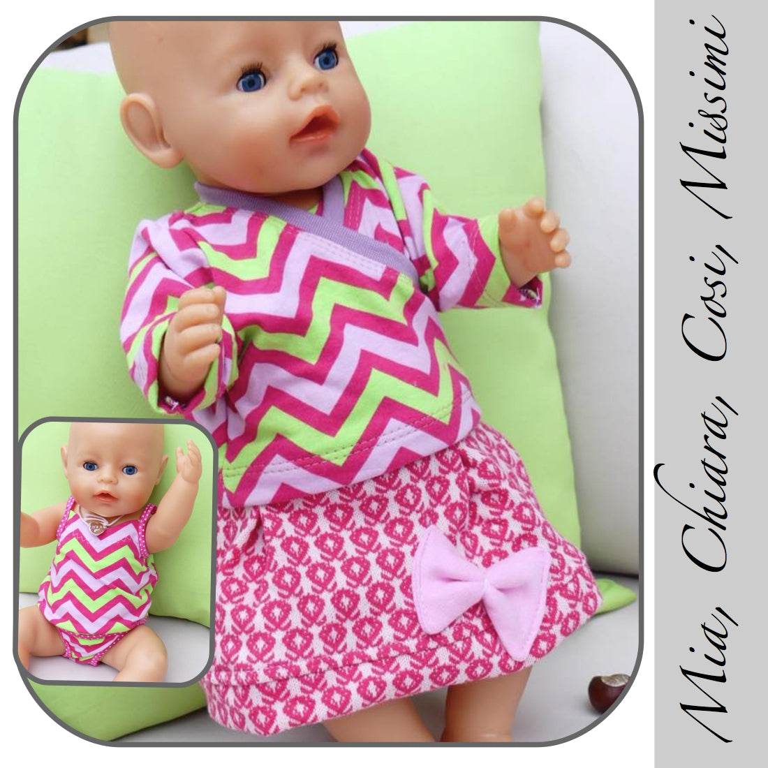 OUTFIT: SHIRT ROCK MANTEL U-SET EBOOK PUPPEN: GRÖSSE 40-45 CM - Sewando