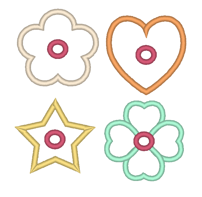 Ösen Stickdatei Herz Stern Kleeblatt Blume - Sewando