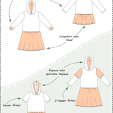 Schnittmuster Olivia – Sweatkleid oder Longshirt mit Kapuze Gr. 86-158 - Sewando