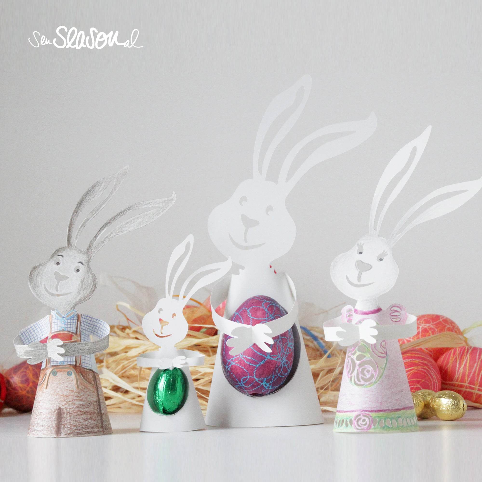 Plotterdatei Osterhase, Eierhalter - plotten mit Papier, basteln - Sewando
