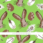 Stoffdesign – Osterhasen, Federn und Ostereier - Grün - Sewando