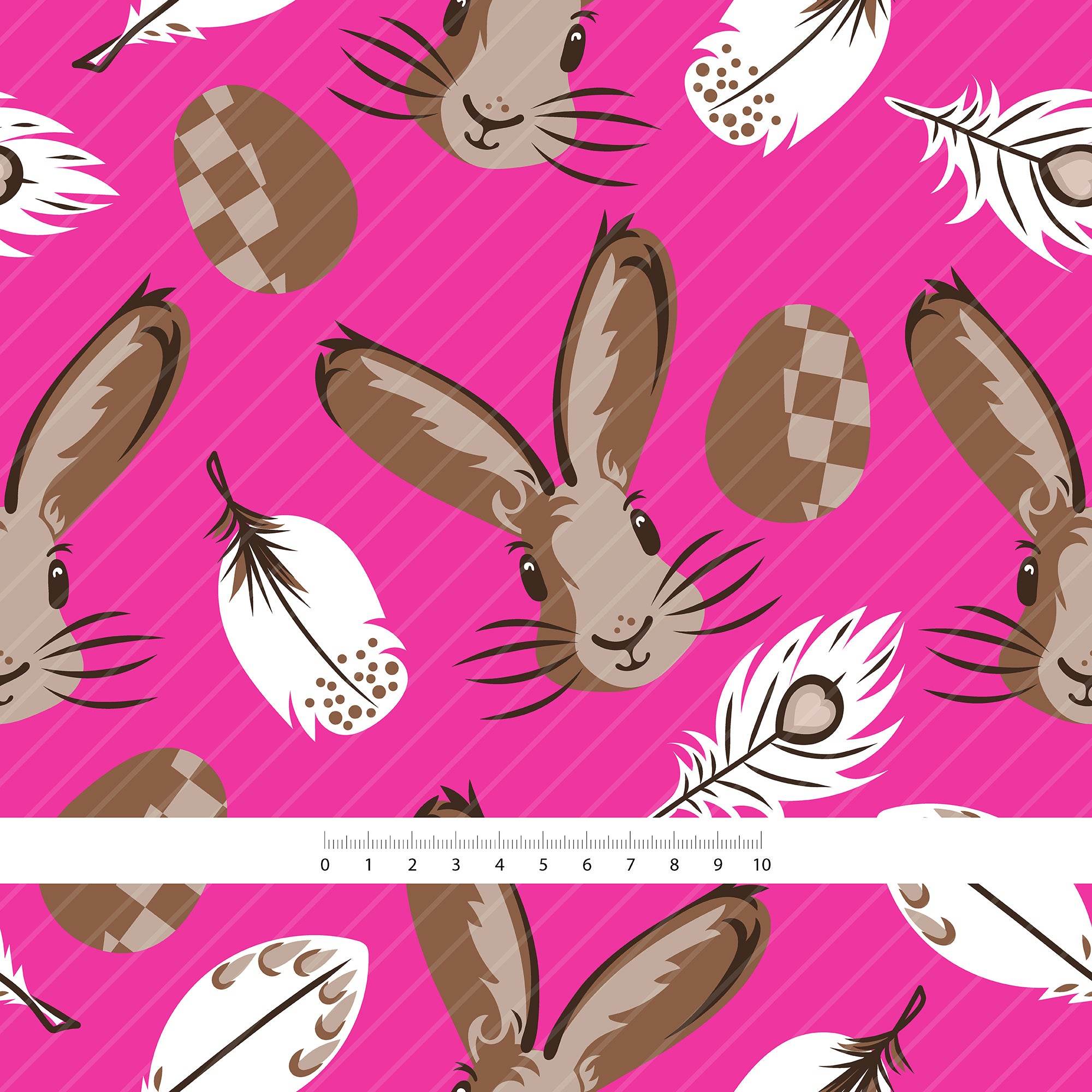 Stoffdesign – Osterhasen, Federn und Ostereier in Pink - Sewando
