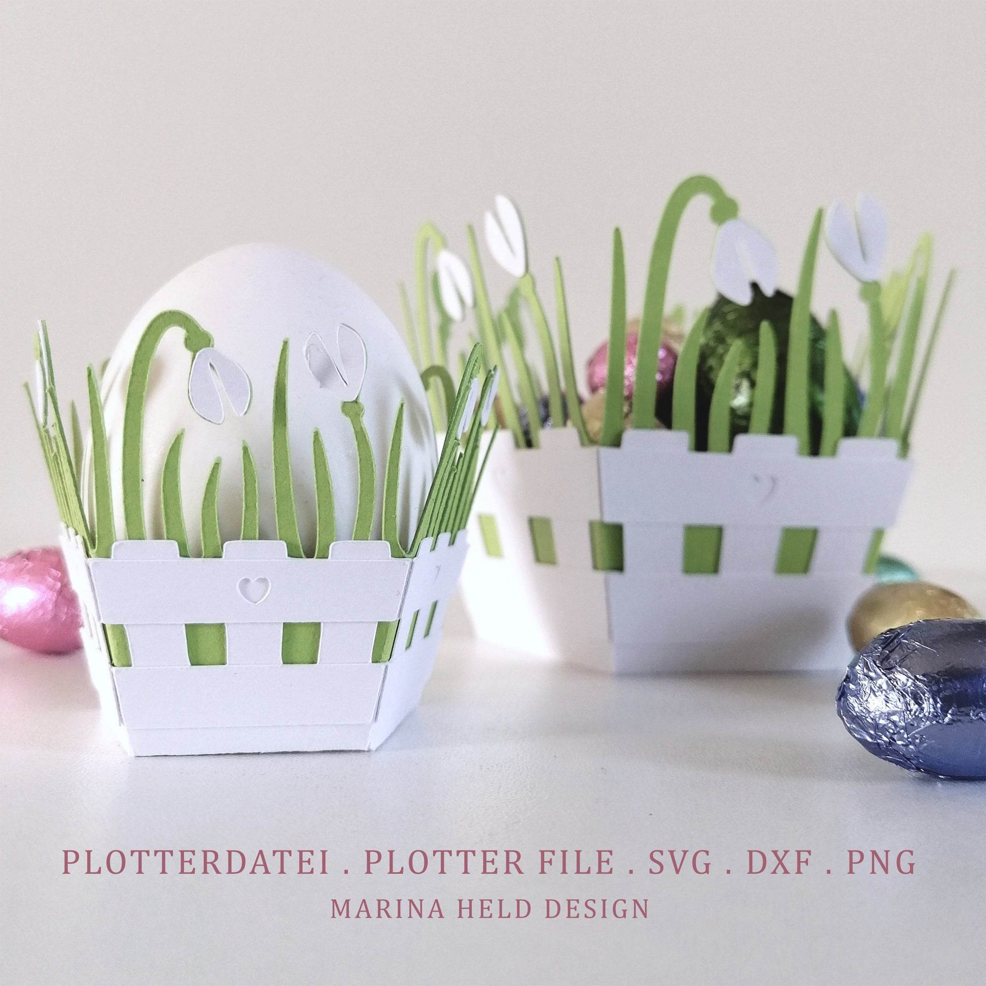 Plotterdatei 3D Frühlingskörbchen Osterkörbchen basteln - Sewando
