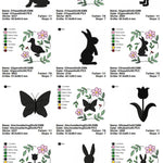 Stickdatei Set Ostersillhouetten Scherenschnitte Frühlingsdeko & Frohe Ostern - Sewando