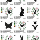 Stickdatei Set Ostersillhouetten Scherenschnitte Frühlingsdeko & Frohe Ostern - Sewando