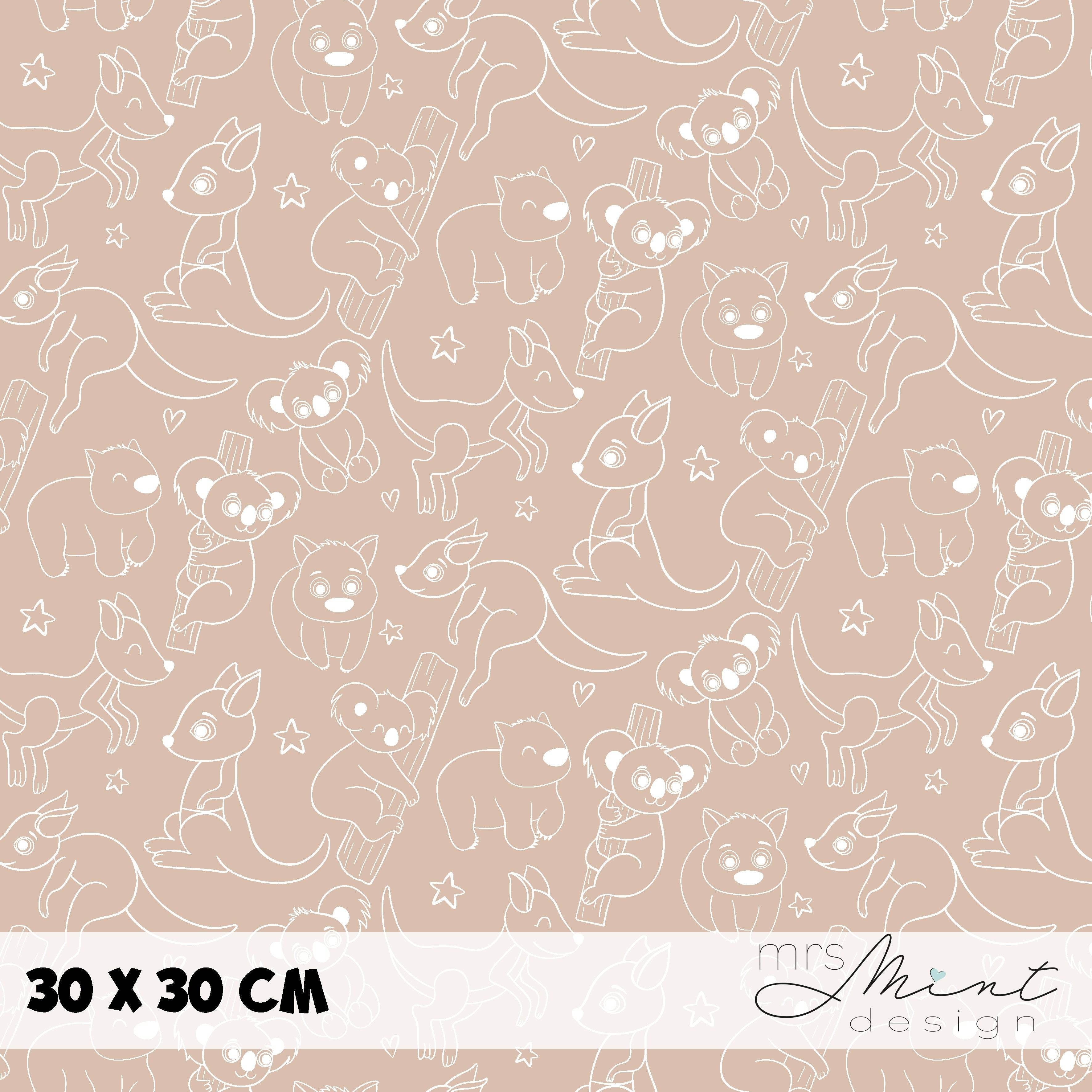 Stoffdesign G'Day Mate Australien - Outlines beige - nicht exkusiv - Sewando