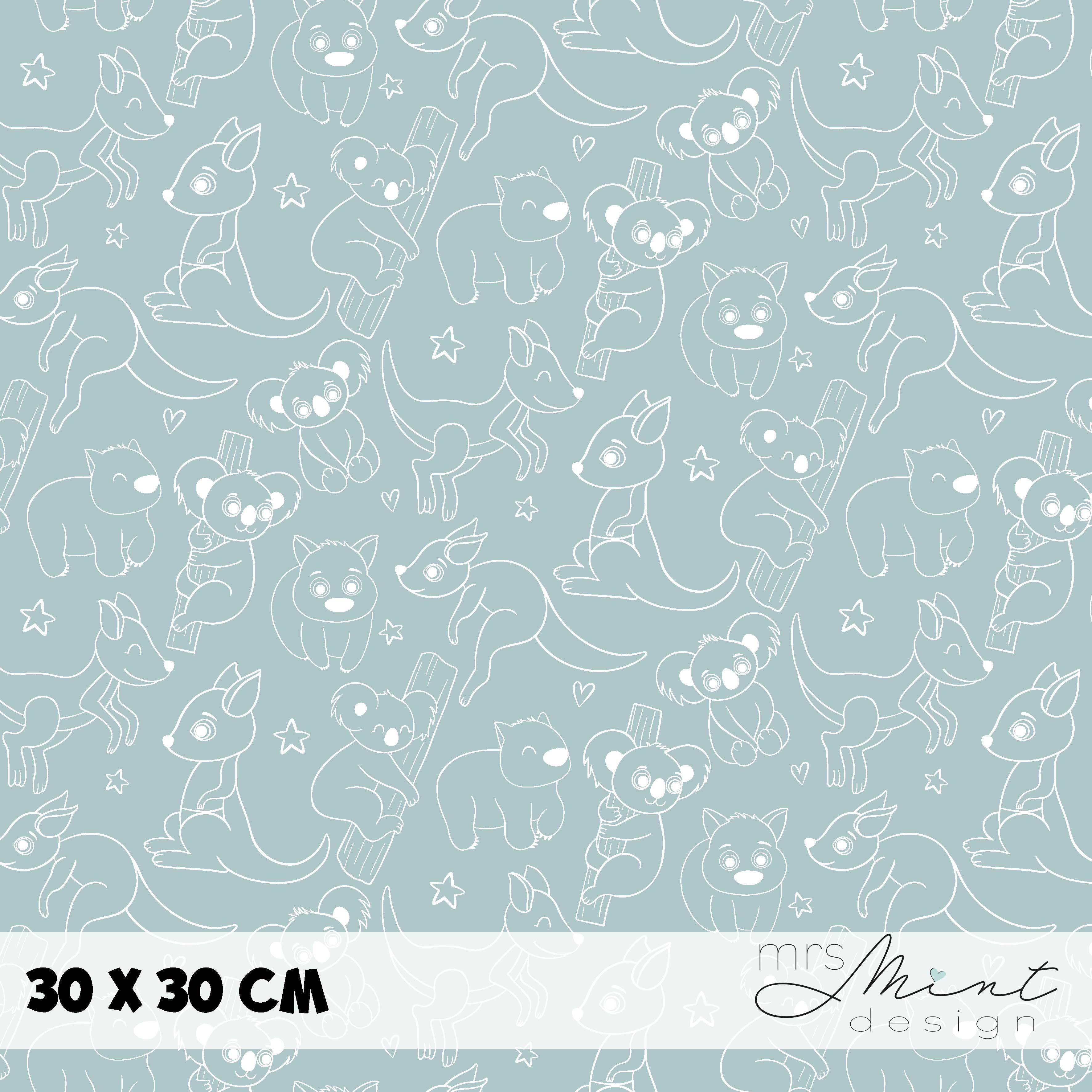 Stoffdesign - G'Day Mate Australien - Outlines rauchmint - nicht exkusiv - Sewando