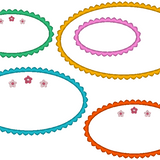 Stickdatei - ovale Buttons Rahmen mit Wellenrand in 7 Größen Applikation