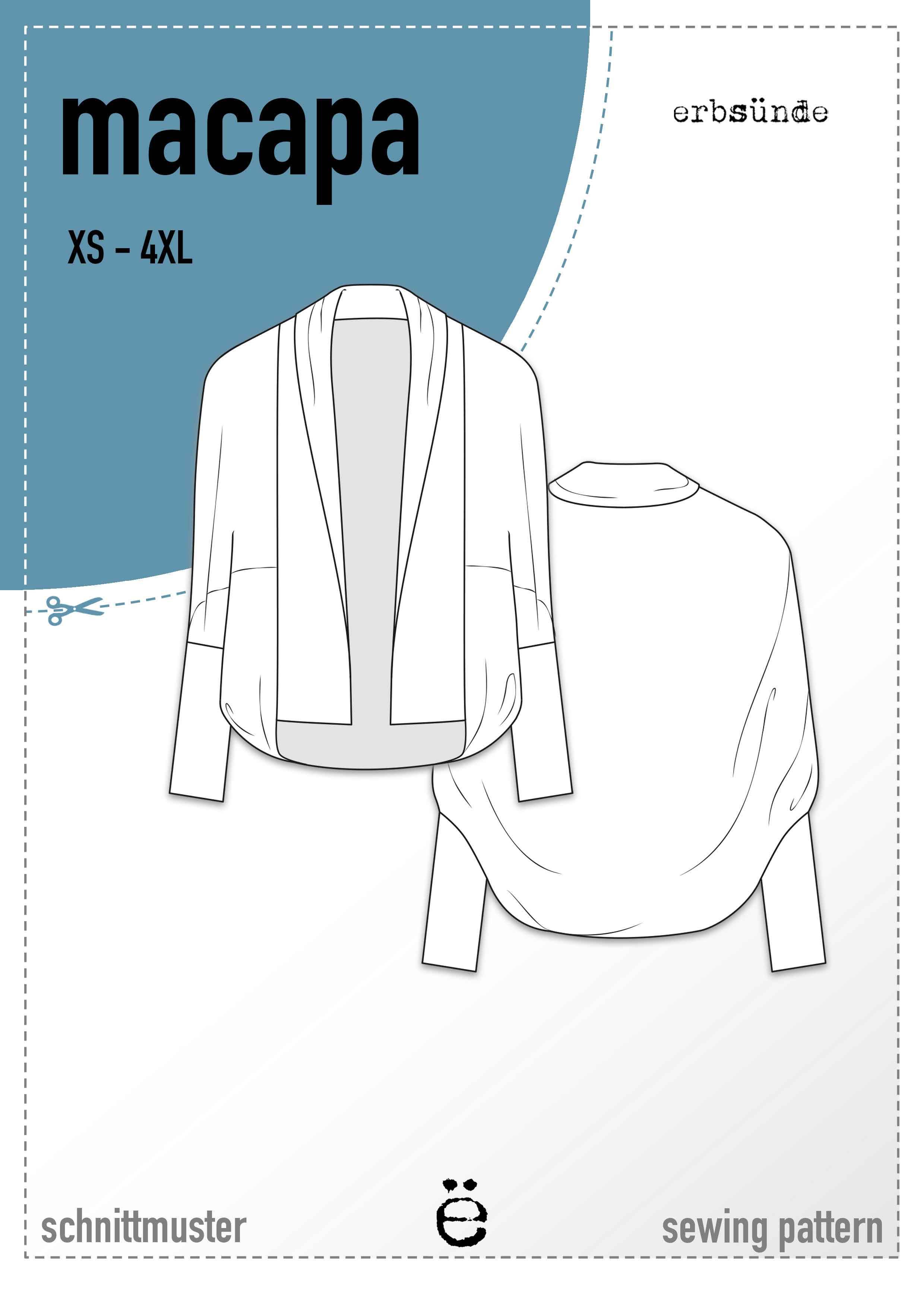 Schnittmuster Cocon Strickjacke MACAPA (32-56) : - Sewando