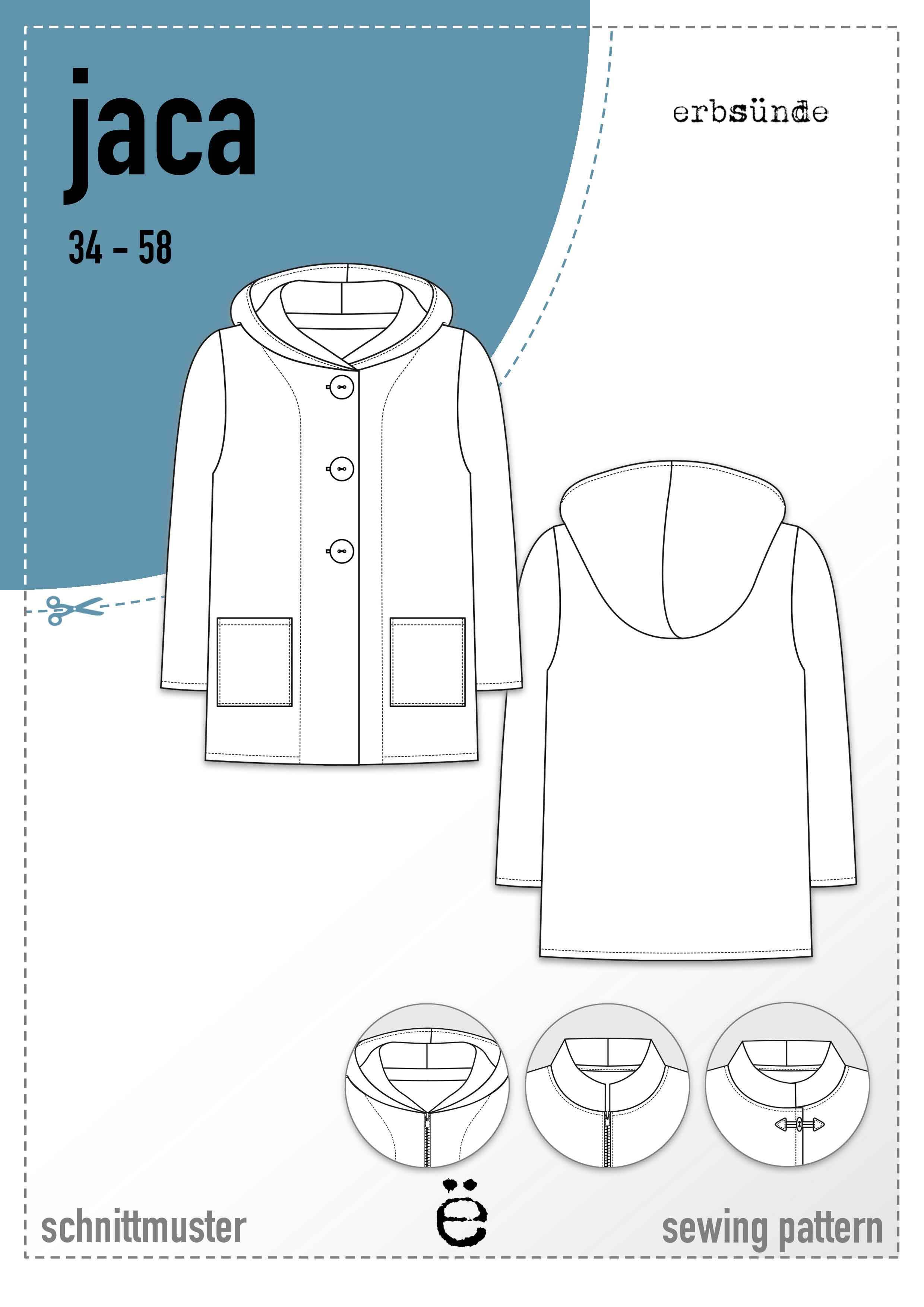 Schnittmuster Jacke, Wolljacke JACA (34-58) - Sewando