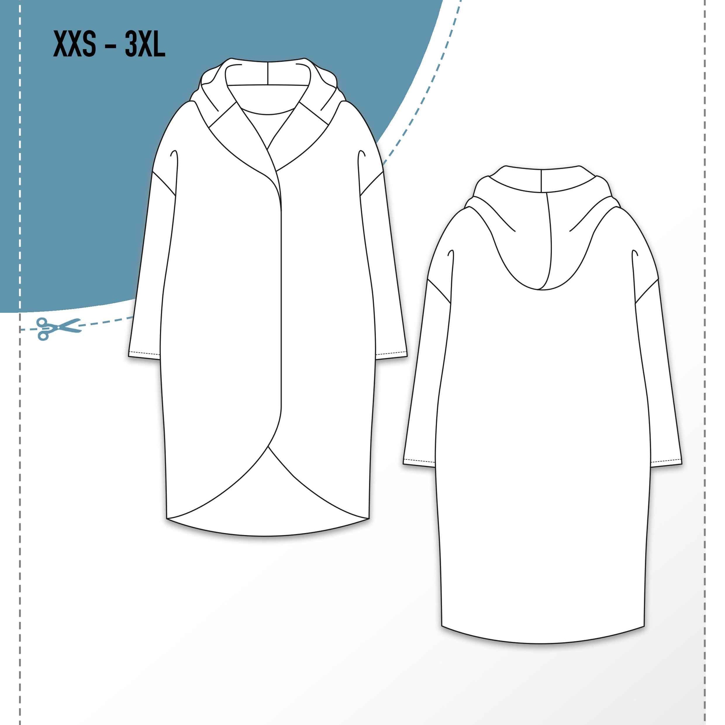 Schnittmuster Sweatmantel SUMARE (XXS-3XL) : - Sewando