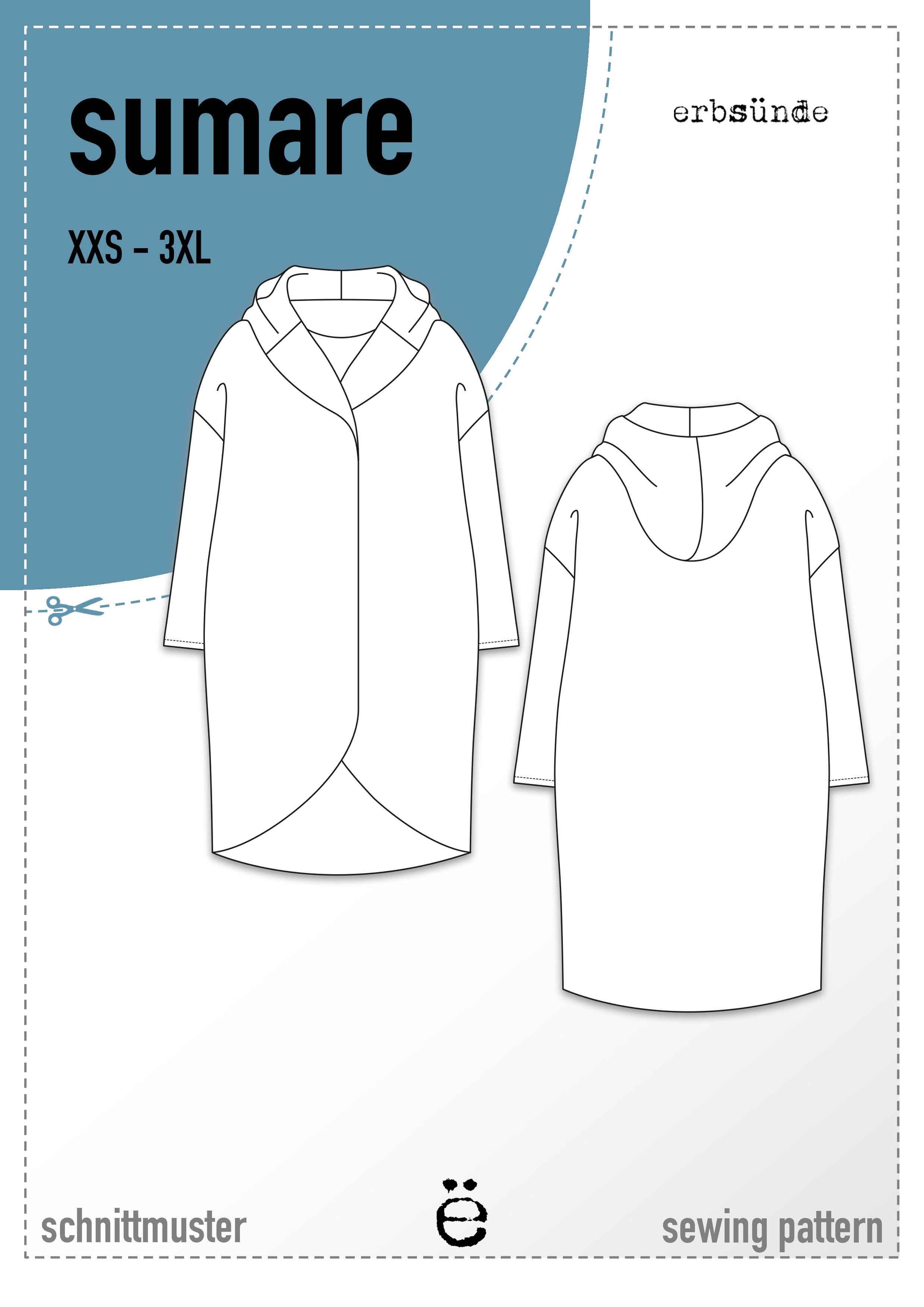 Schnittmuster Sweatmantel SUMARE (XXS-3XL) : - Sewando