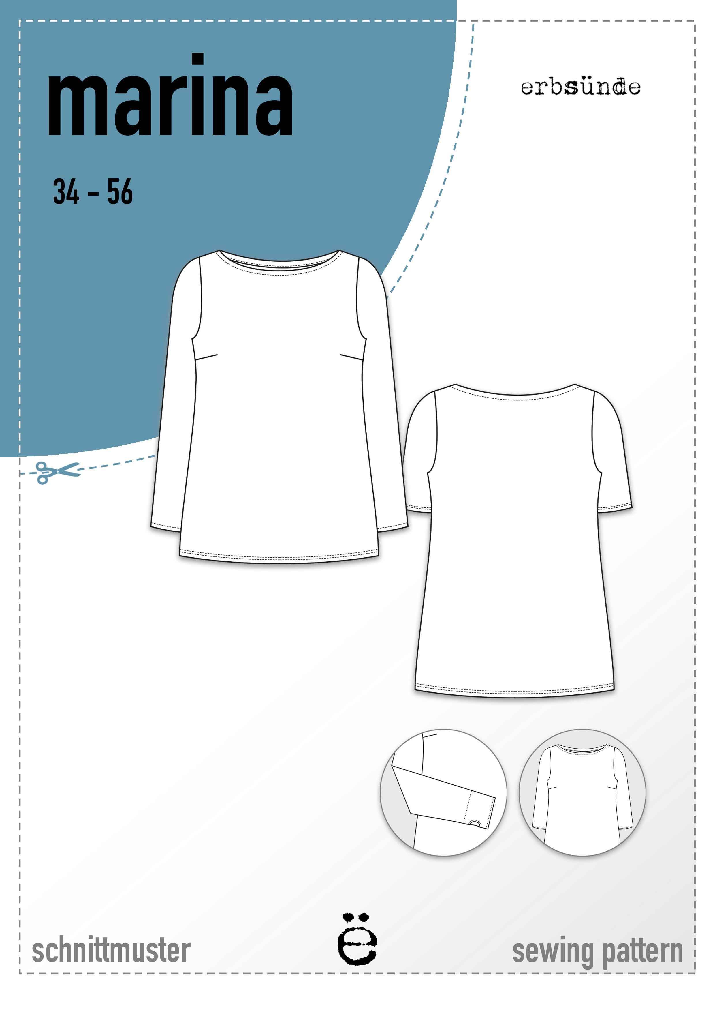 Schnittmuster Uboot-Shirt MARINA (34-56) : - Sewando