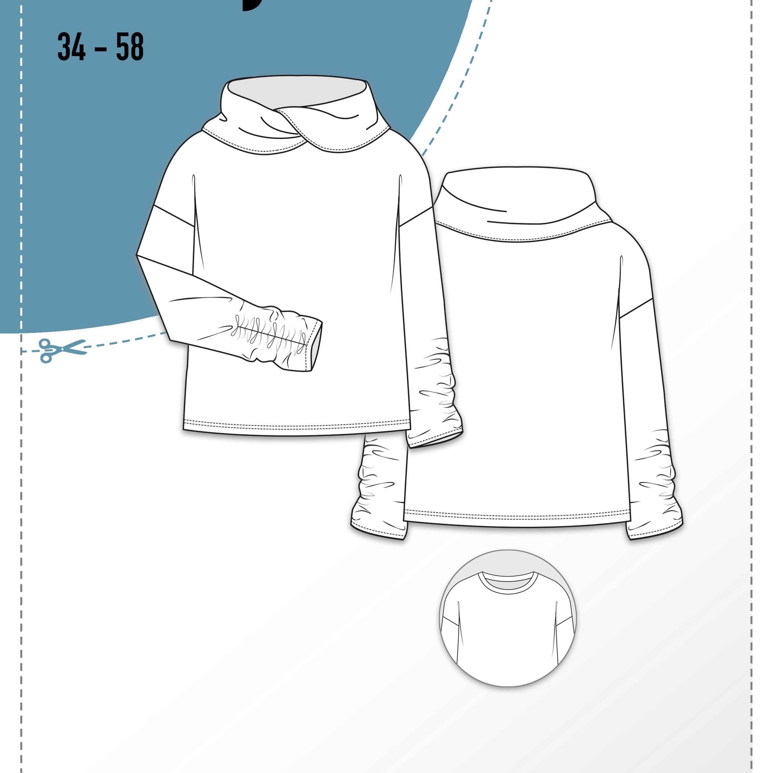 Schnittmuster Oversize Sweater LARANJA (34-58) : - Sewando
