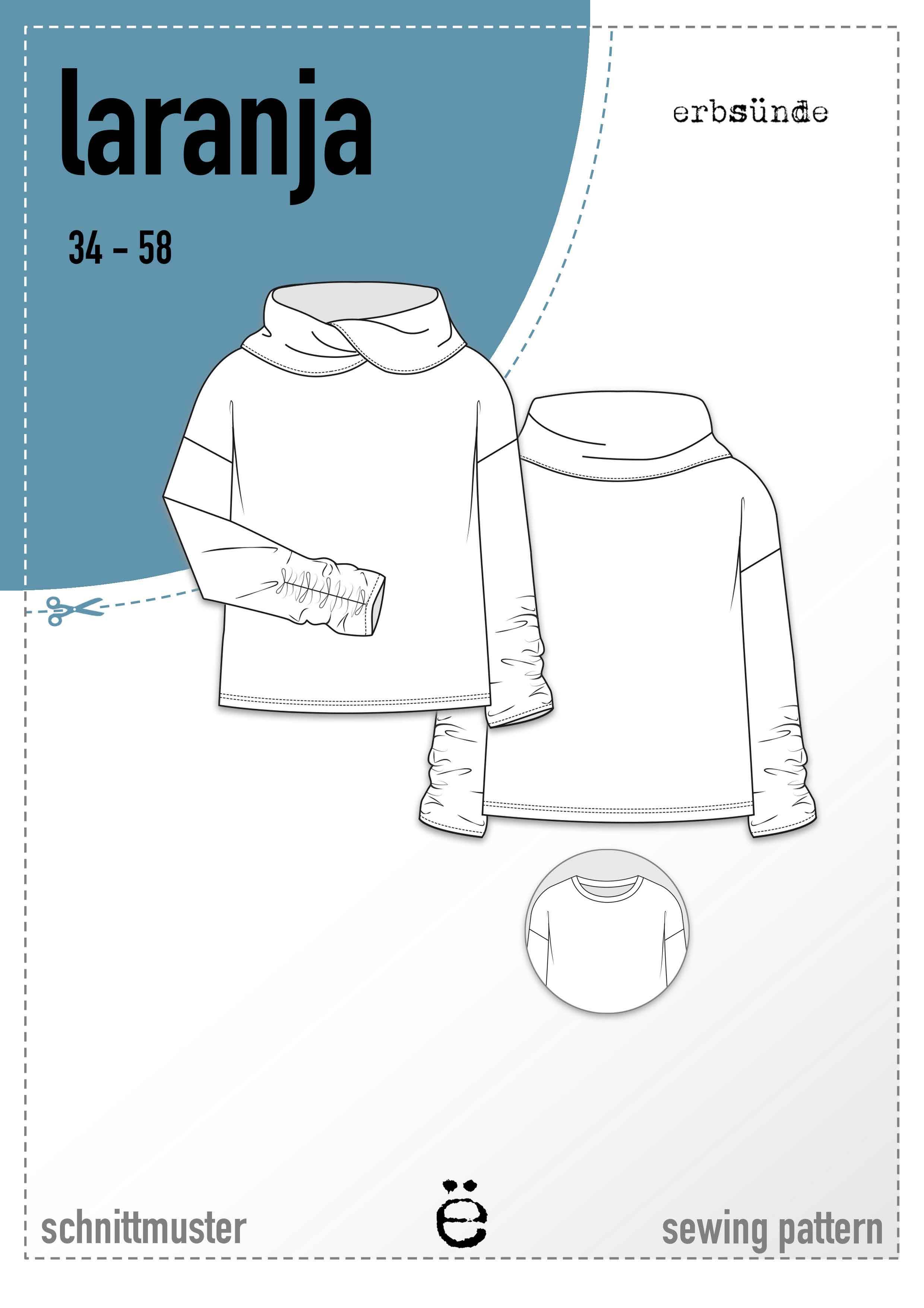 Schnittmuster Oversize Sweater LARANJA (34-58) : - Sewando