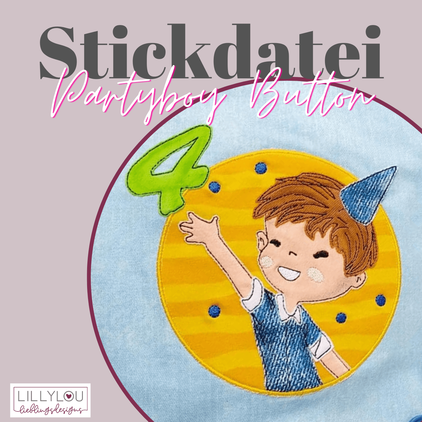 Stickdatei - Partyboy Button - Sewando