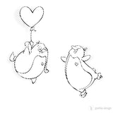 4er Digi Stamp Set "Pinguin" Drucken, Basteln Plotterdatei