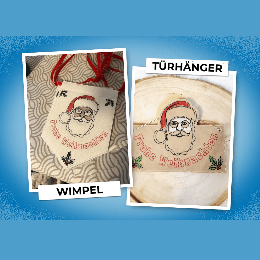 Stickdatei - Wimpel & Türhänger SANTA (in je 2 Größen) - Sewando