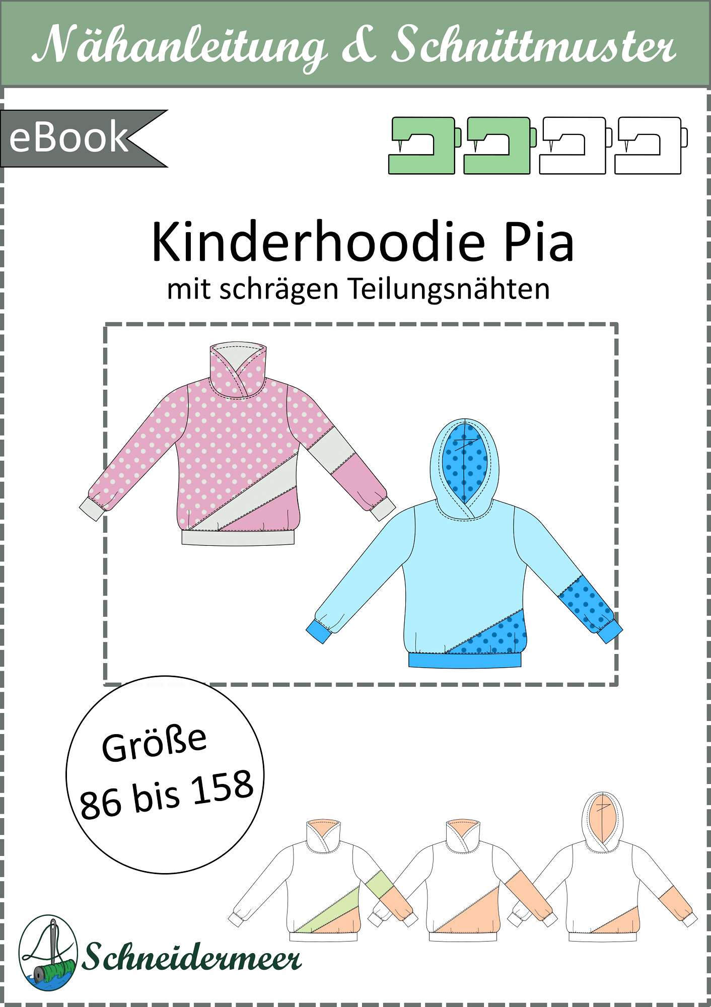 Pia – Kinderhoodie mit Teilungsnähten Gr. 86-158 - Sewando