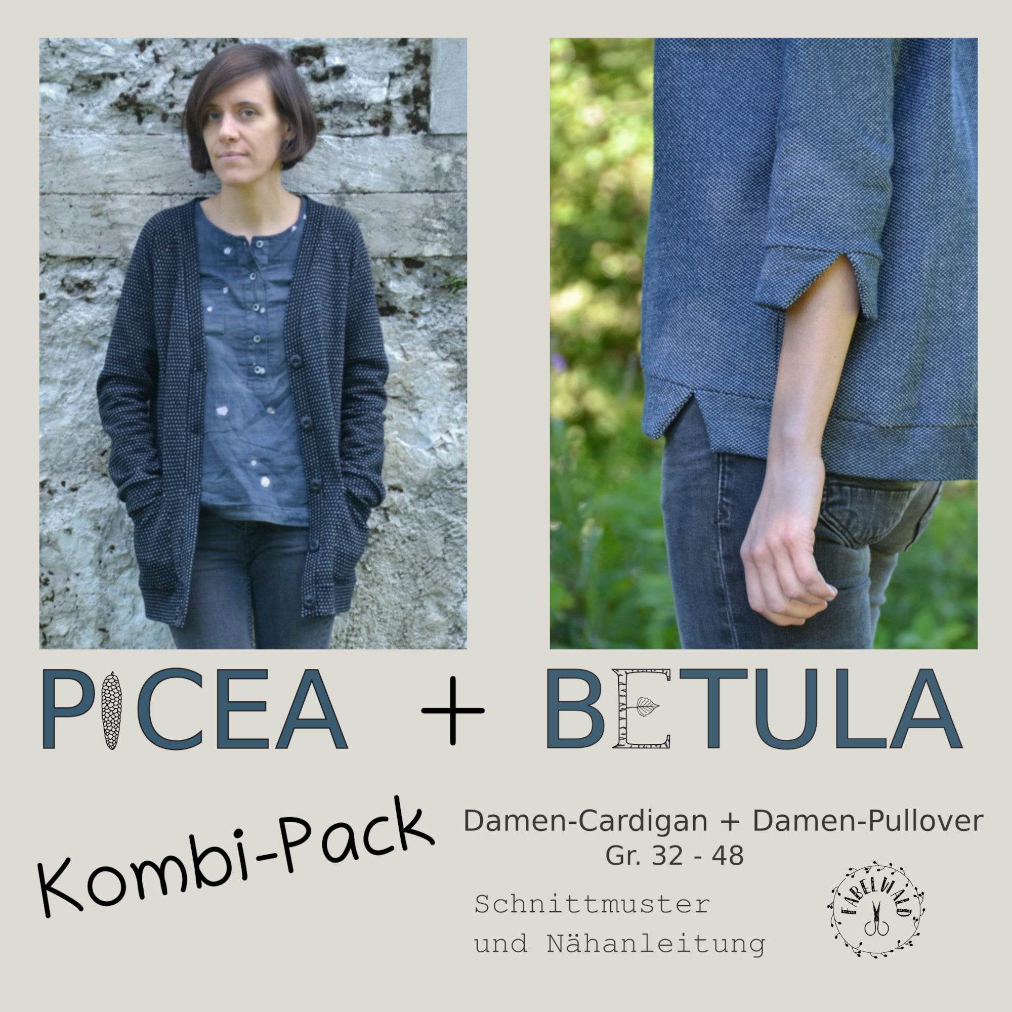 Schnittmuster Kombi-Pack PULLOVER BETULA + CARDIGAN PICEA Gr. 32-48 - Sewando