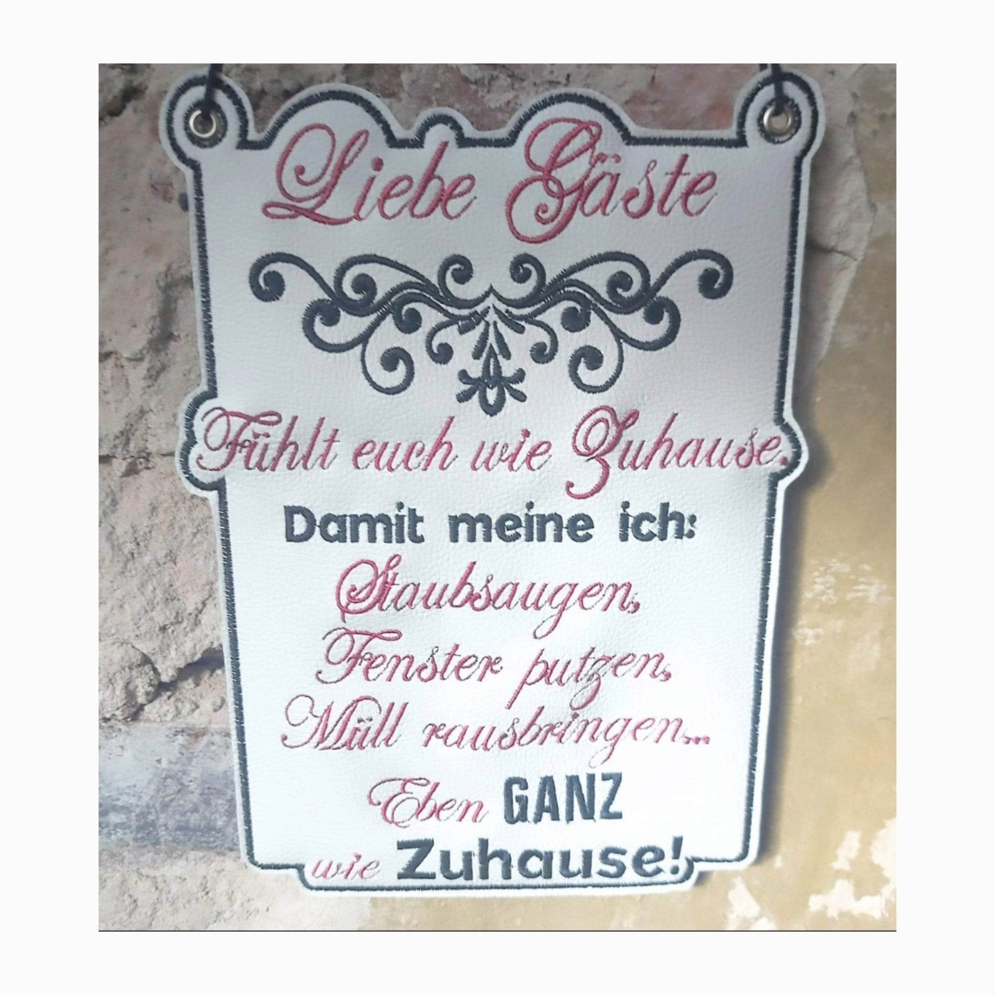 Hausordnung Schild ITH 4 Größen 13x18, 15x20, 20x28, 24x33 Stickdatei - Sewando
