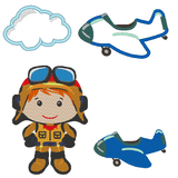 Pilot Flugzeug Wolke Stickdatei - Sewando