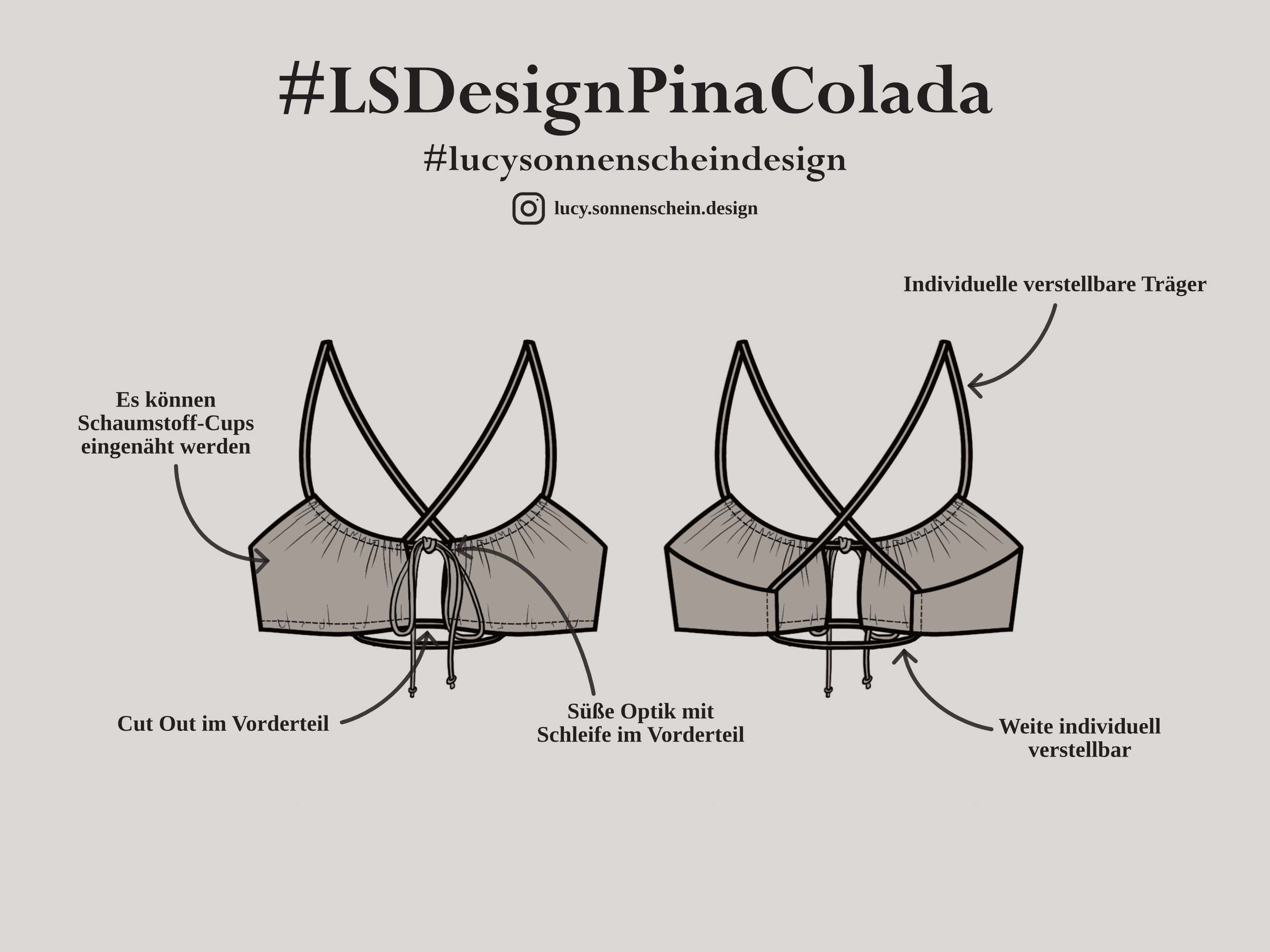 Bikini Top - Pina Colada - Schnittmuster - Gr. XS-XL : - Sewando