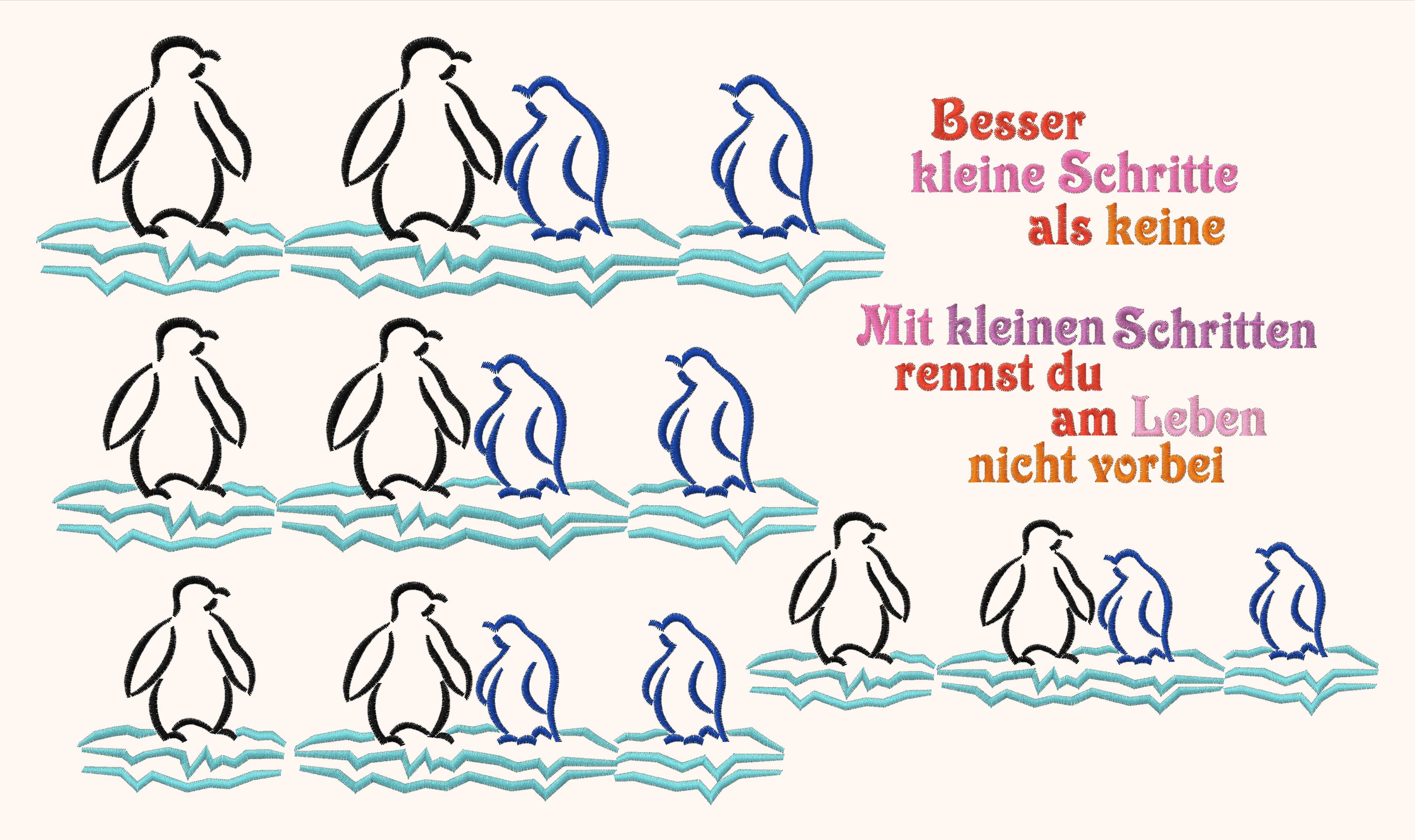 14x Stickdatei Pinguin mit Eisscholle Satinstick - Sewando