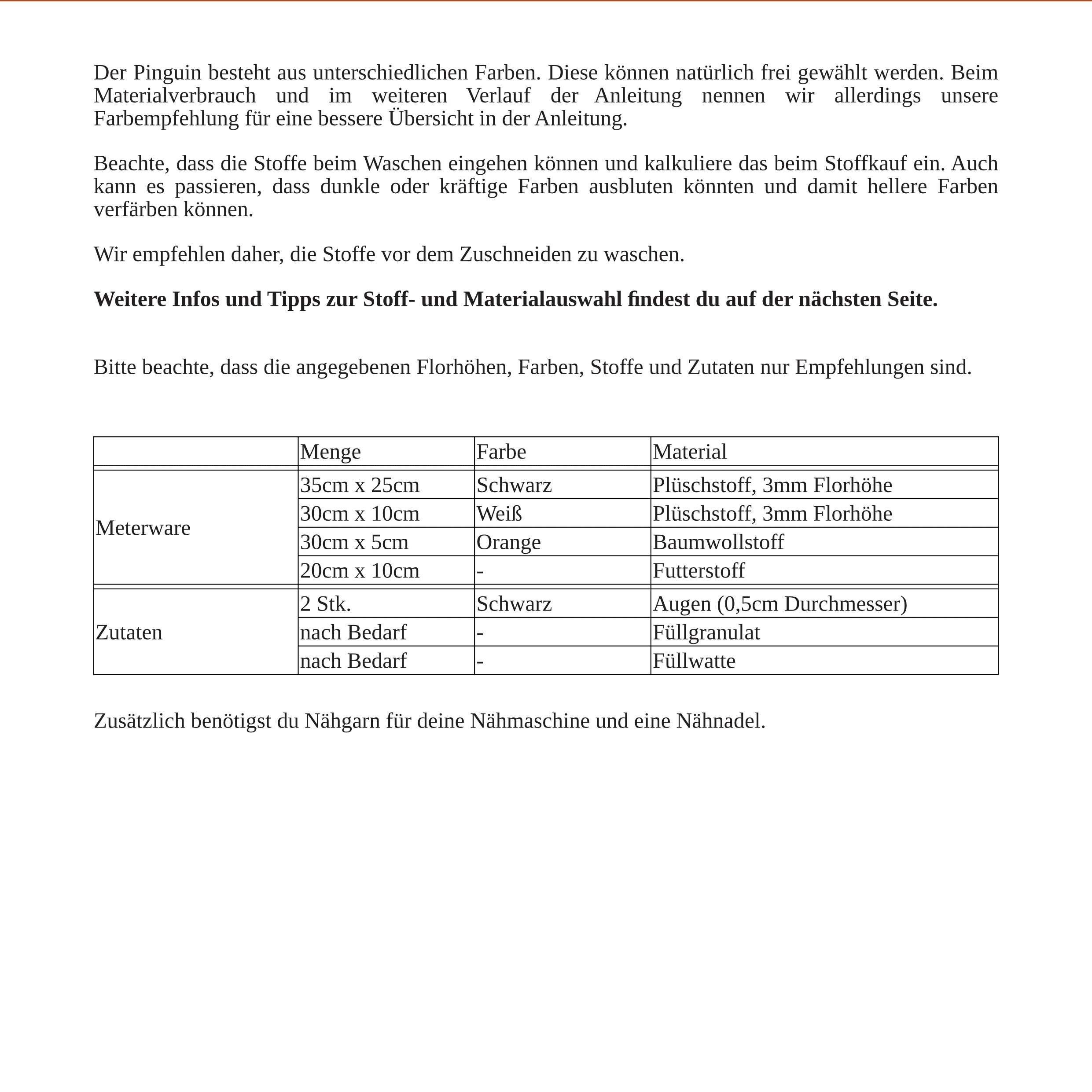 Pinguin Ava - PDF Schnittmuster und Nähanleitung - 15cm - Sewando