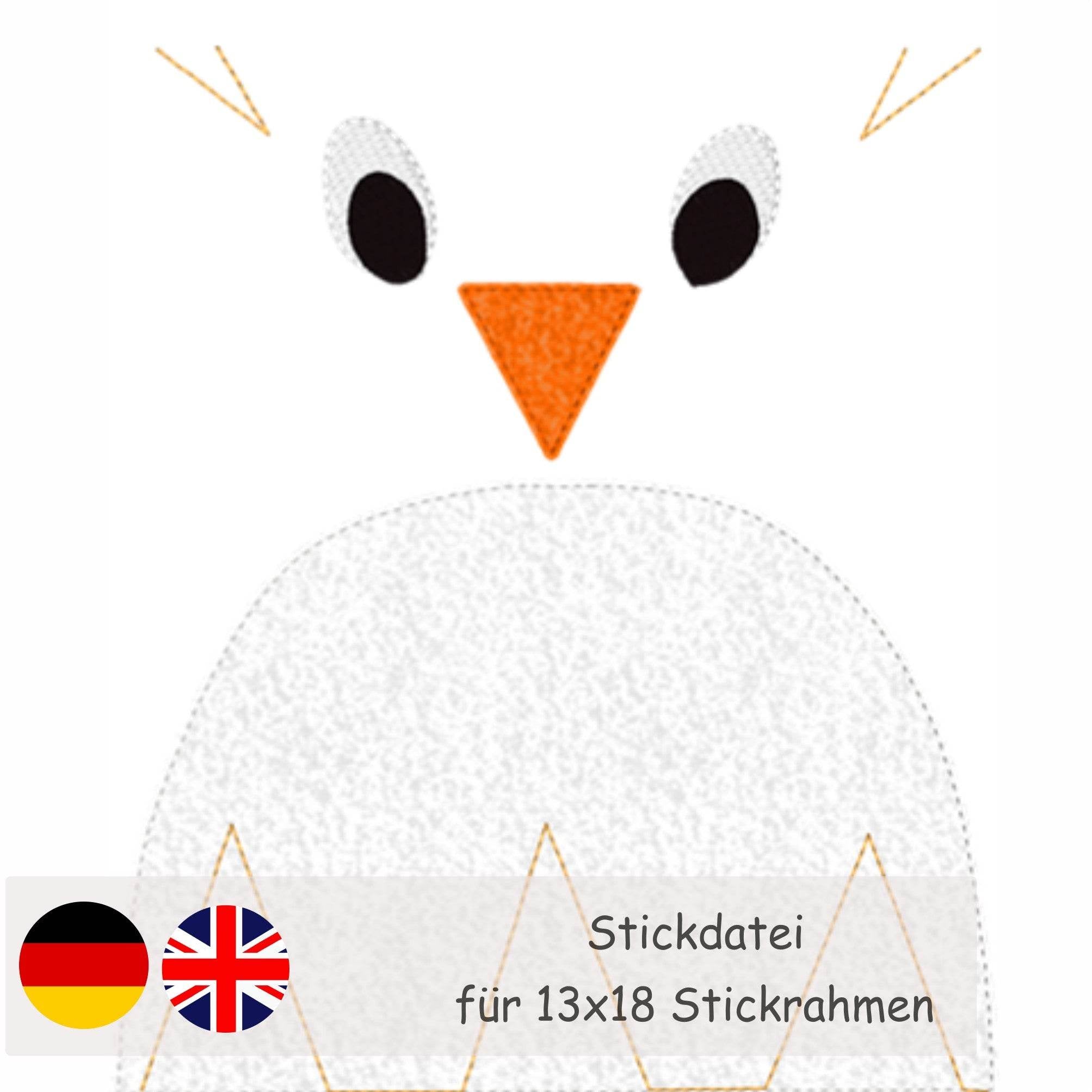 Stickdatei zum Wendekuscheltier Krempeltierseite Pinguin - Sewando