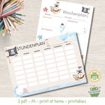 Stundenplan & Wochenplan für Kinder – PDF-Vorlage mit Insekten-Illustrationen zum Ausdrucken - Sewando