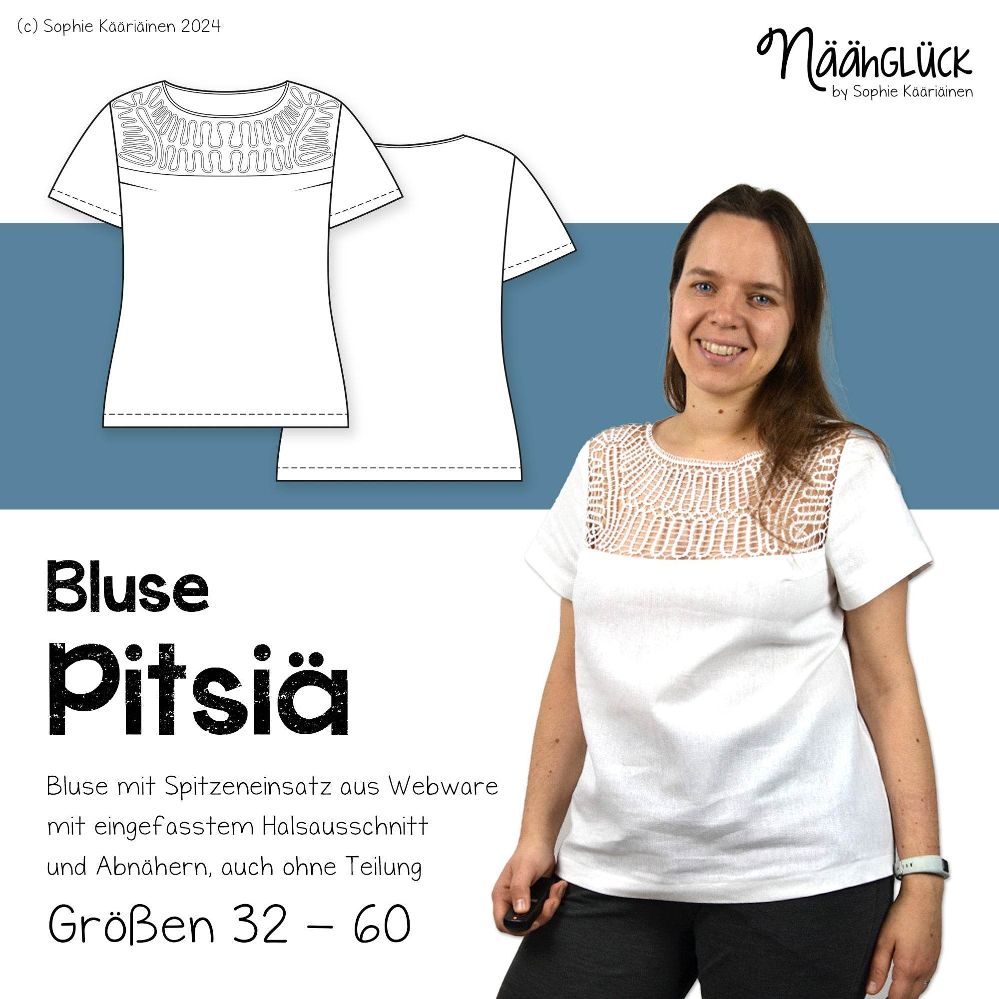 Schnittmuster Bluse Pitsiä - Größen 32 - 60 - Sewando