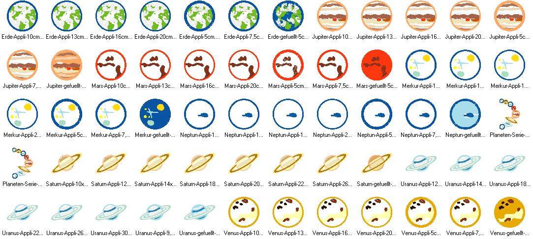 Stickdatei Planeten Weltall in 6 Größen - Sewando