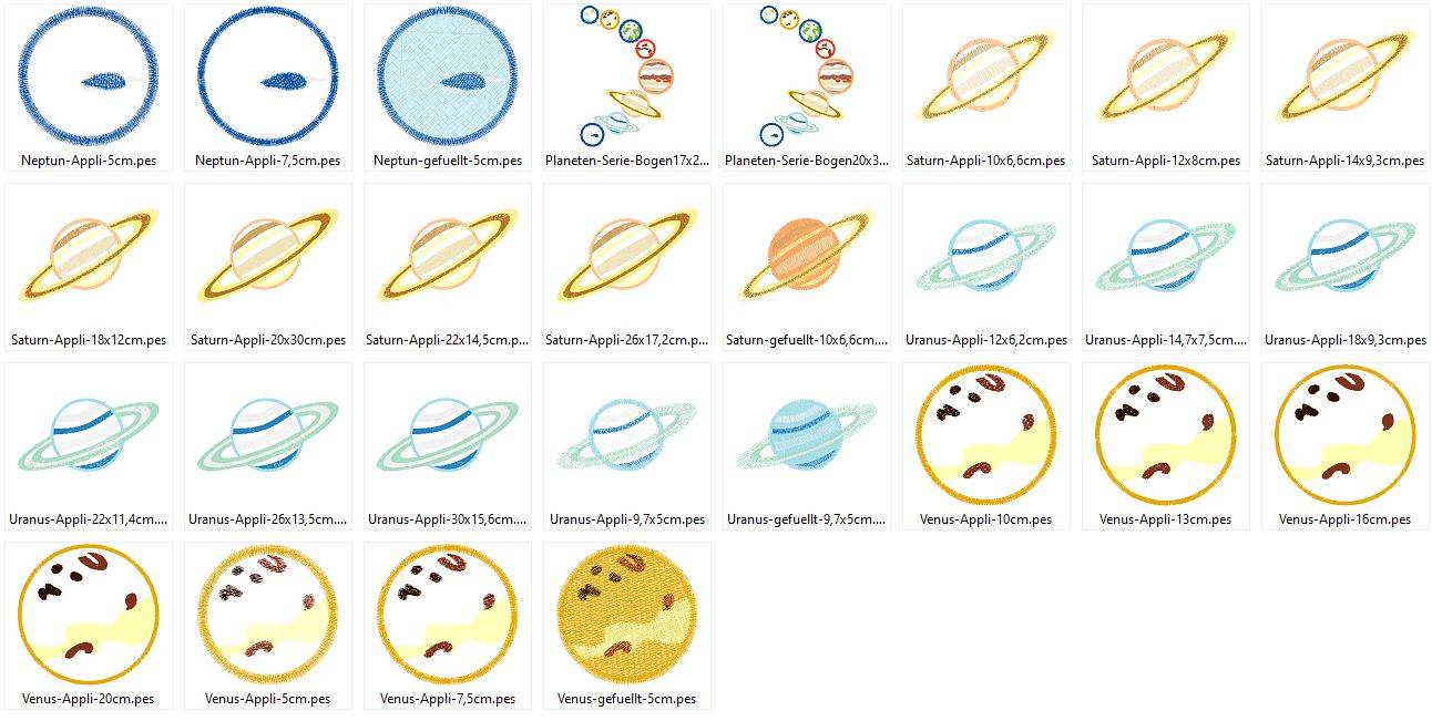 Stickdatei Planeten Weltall in 6 Größen - Sewando